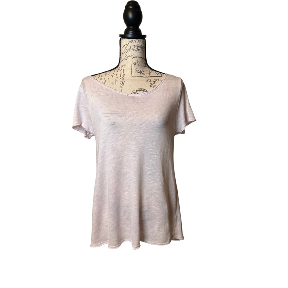 Project Social T Small White Distressed Scoop Neck Short Sleeve Shirt